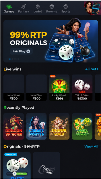 LUCKX app games lobby rummy ludo fantasy cricket India
